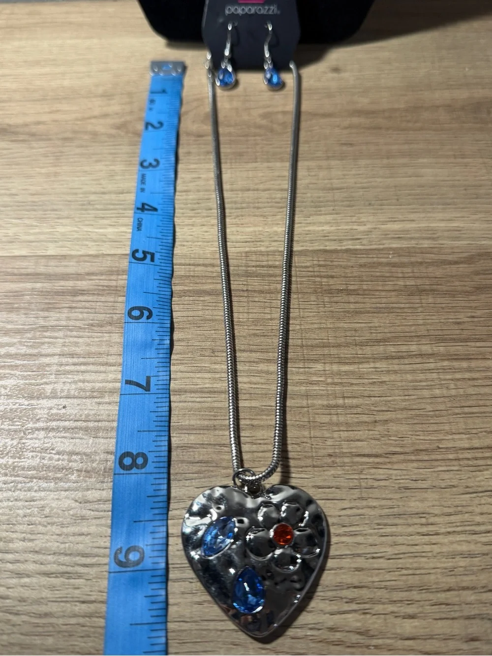 paparazzi Silver Heart Pendant Necklace with Blue and Red Accents - Picture 4 of 4